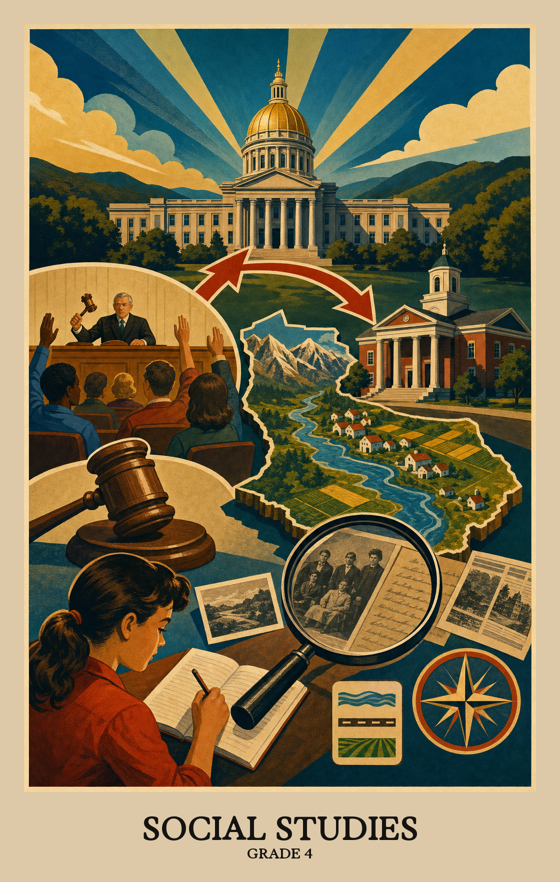 Illustration of what students learn in Grade 4 Social Studies