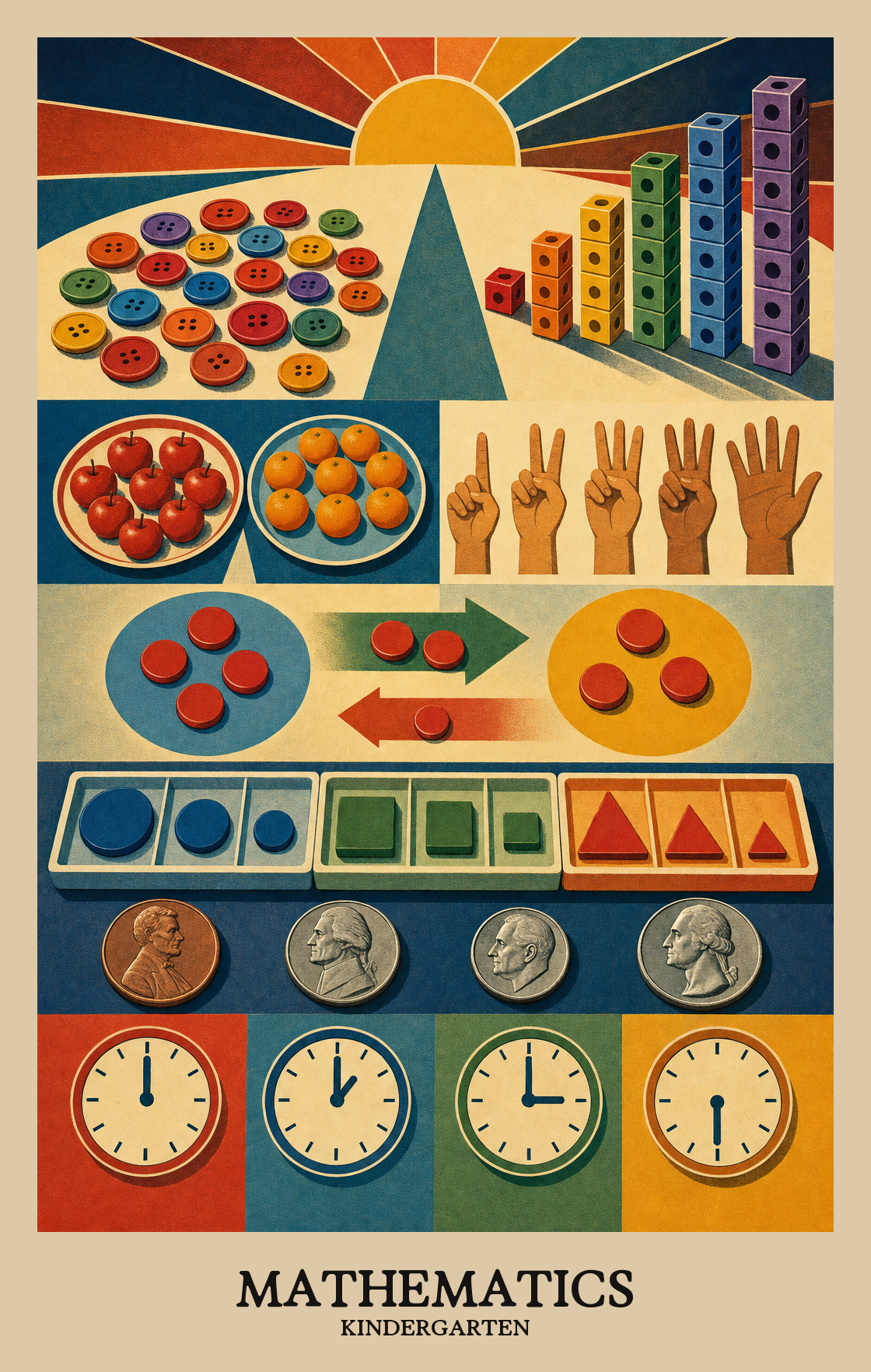 Illustration of what students learn in Kindergarten Mathematics